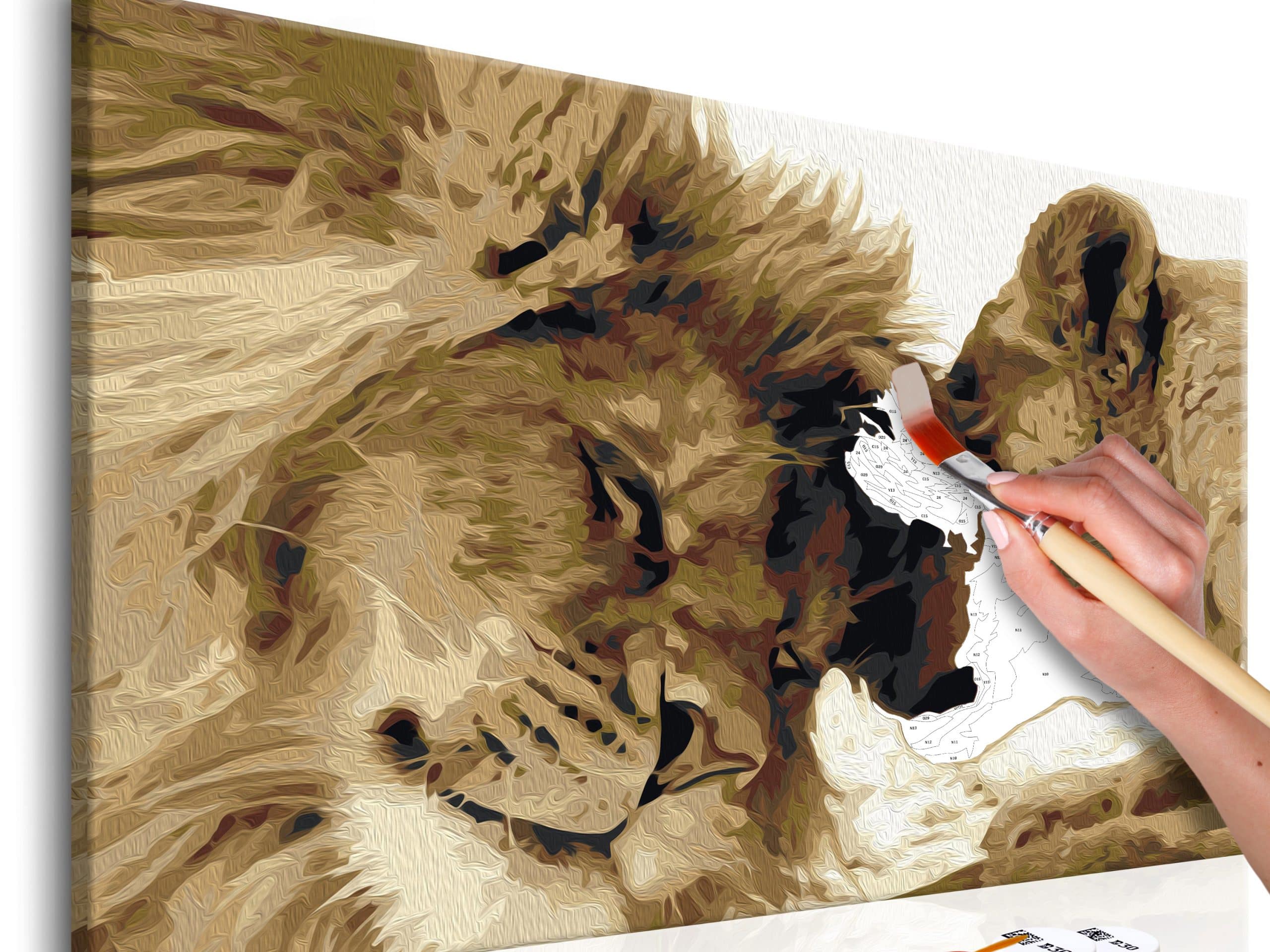 Obraz do samodzielnego malowania - Lew i lwica (miłość)